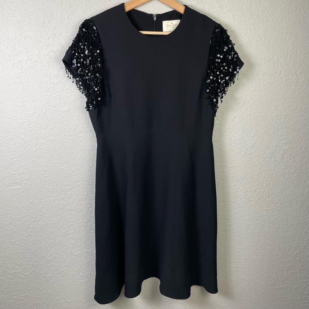 Kate Spade‎ Fit & Flare Black Sequin Sleeve Dress